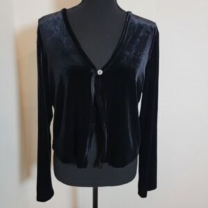 Vintage Y2K Velvet Long Sleeve Single Button Cardigan Black Marian & Maral Large
